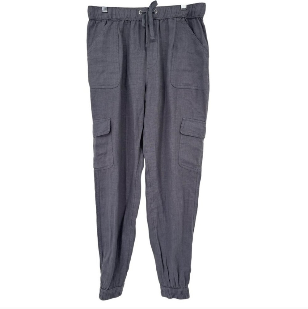 Nicole Miller Gray 100% Linen Relaxed Fit Pants NEW